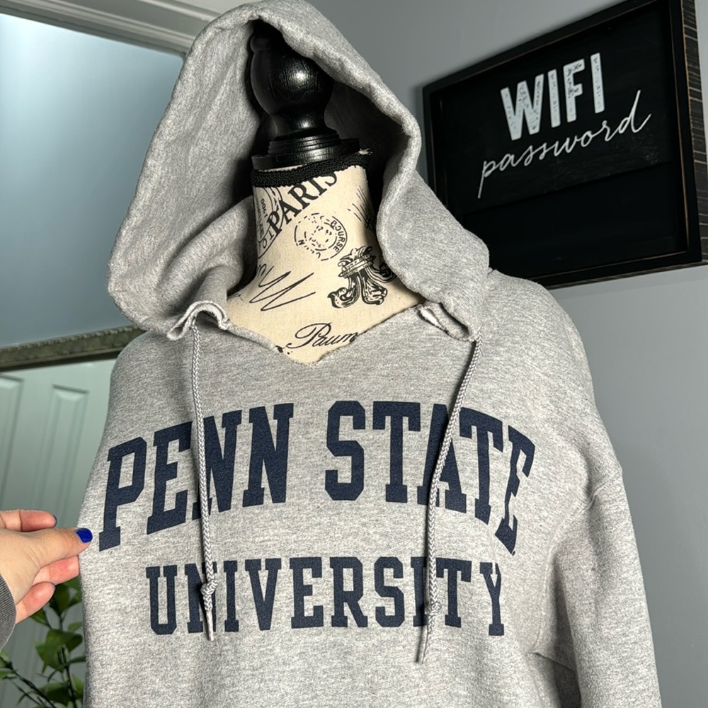 Champion Penn State University Nittany Lions Gray Grey Blue Pull Over Hoodie